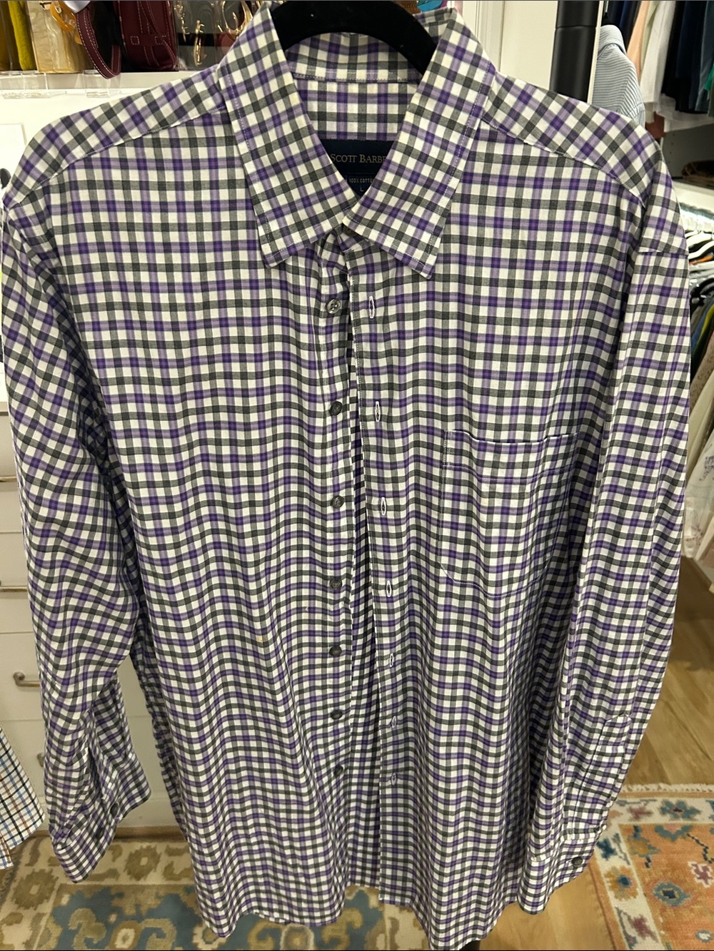 Men's Long-Sleeve Purple Plaid Dress Shirt